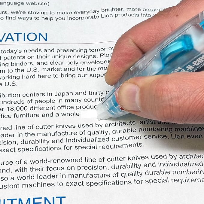 LION CLICK-N-COVER Refill Correction Tape for CT-305, 1/5" wide and 236" long, Acid-Free, 1 ea. (RT-15)