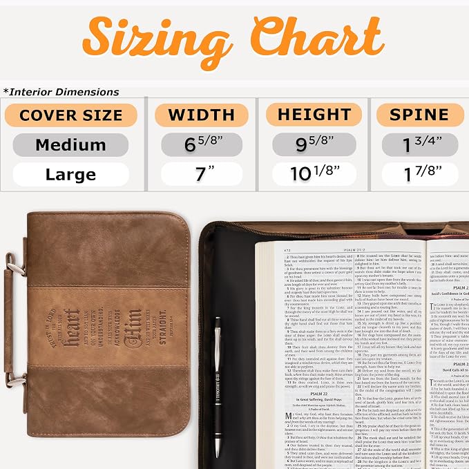 Christian Art Gifts Men's Classic Bible Cover Trust in The Lord Proverbs 3:5, Brown Faux Leather, Large