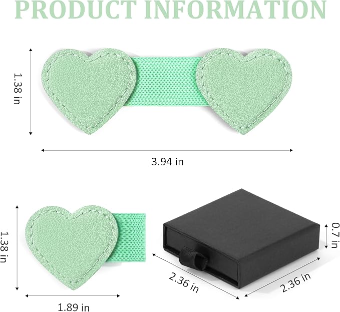 2Pcs Magnetic Leather Heart Bookmarks with Pen Holder, Cute Book Markers Clip with Gift Box, Reading Accessories for Book Lovers Women Teachers Students, Green