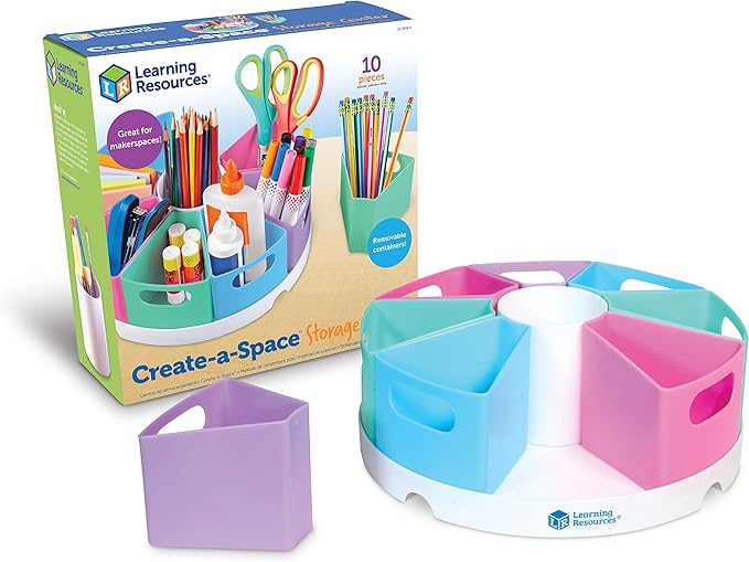 Learning Resources Create-a-Space Storage Center - Desk Organizer for Kids, Homeschool, Caddy, Back to School, Classroom Must Haves