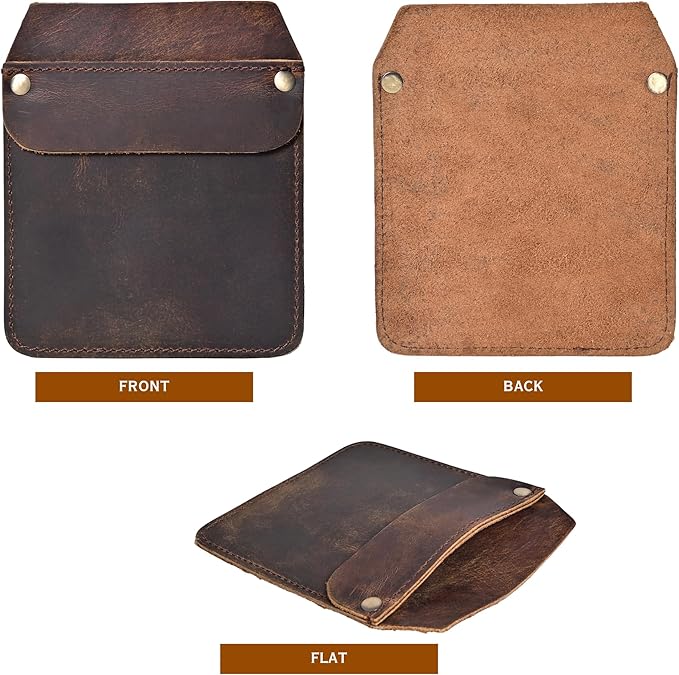 Large Pocket Protector Genuine Buffalo Leather Pen Holder Pouch Organizer for Shirts, Lab Coats, Pants - Multi-Purpose - Holds Pens, Pencils, tools and Notes for School, Office