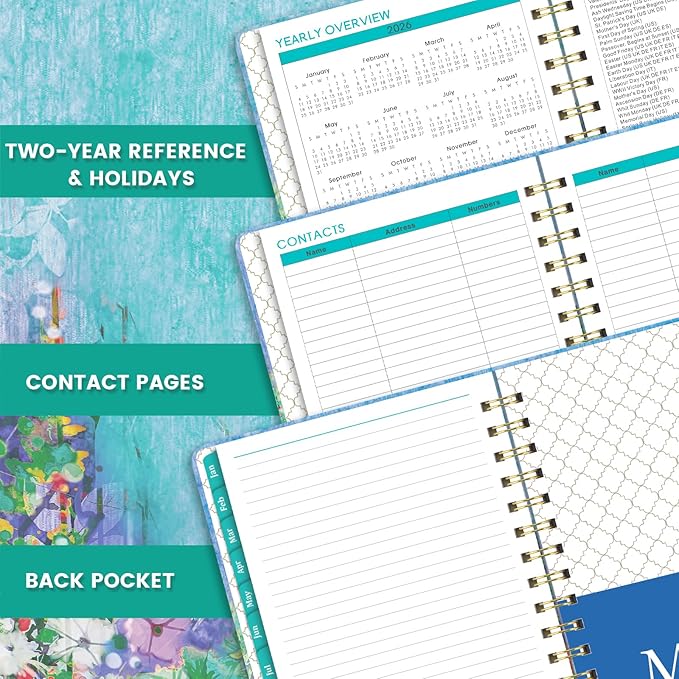 2026 Planner - Planner Weekly and Monthly 2026, JAN. 2026 - DEC. 2026, 6.4" x 8.5", 2026 Calendar Planner with Monthly Tabs, Sturdy Cover, Premium Paper, Back Pocket, Strong Twin-wire Binding