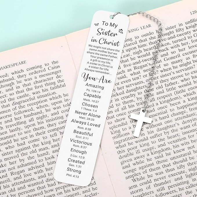 Secret Sister Gifts for Women Christian, Sister in Christ Gifts for Women, Religious Christian Bookmark with Bible Verse, Inspirational Book Marks for Reading, Christmas Birthday Gift for Friend Girls