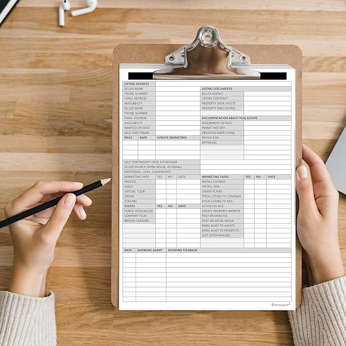 Real Estate Agent Supplies - Home Seller Client Log to include in Listing File Folders. Realtor Log to Track Seller Needs, Home Showings & Agent Activity. 50 Page Notepad. 8.5 X 11. Made in the USA