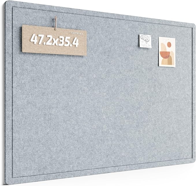 Fluxnara Bulletin Board,Cork Board Alternative with Safe Removable Adhesive Tabs, Foldable Felt Pin Board for Home Office, Classroom, Bedroom,Entryway for Walls (Blue Gray, 47.2 x 35.4 inches)