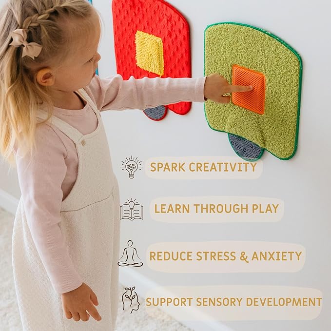 Sensory Wall Panel for Kids Ages 3+ - Train Tactile Texture Board for Fine Motor Skills & Calm Down Corners - Screen-Free Sensory Wall Toy for Home, Classroom & Autism Support