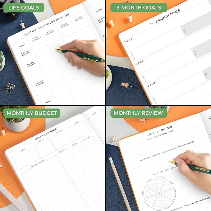 Clever Fox Hourly Planner PRO Premium – Undated Schedule Planner with Daily Time Slots – Personal Organizer Notebook for Time Management – Weekly & Monthly Life Journal, A4 Size (Amber Yellow)