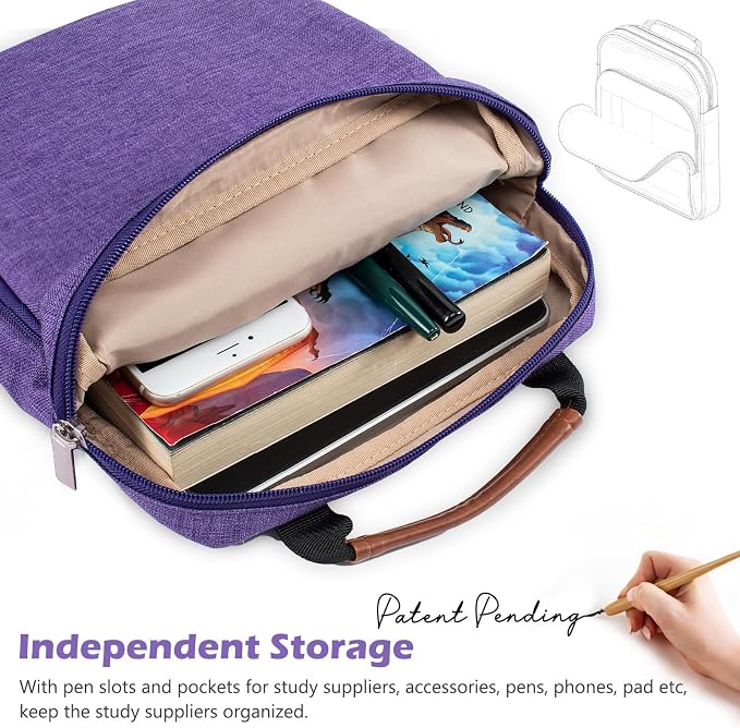 Aplufine Book Sleeve with Zipper, Book Pouch 11" X 9", Book Protector Pouch, Book Sleeve for Book Lovers, Book Cover, Book Carrying Case for Book Accessories, Study Suppliers