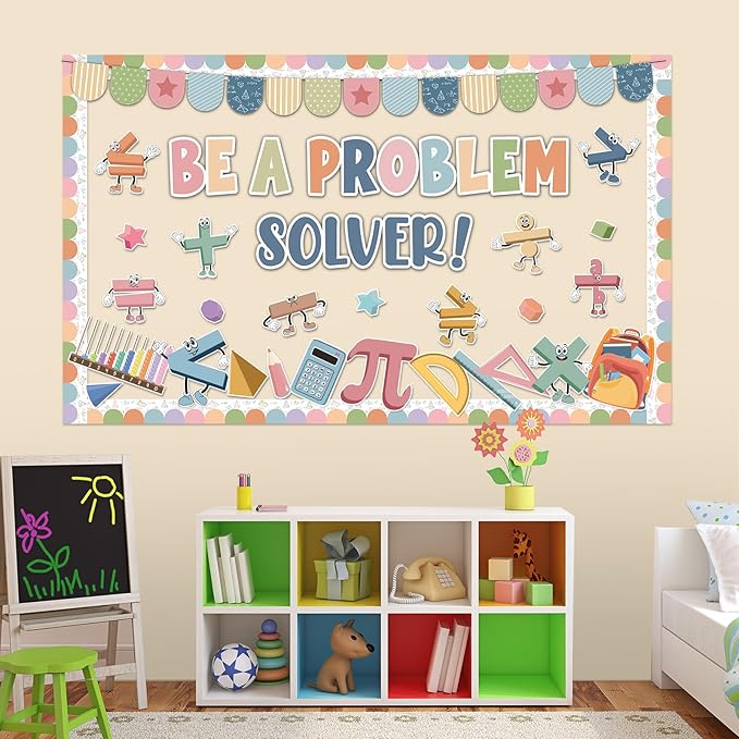 Boho Math Bulletin Board Set Mathematics Symbol Paper Cutouts Be A Problem Solver Bulletin Board Back to School Classroom Decorations for Teacher Educational Elementary Middle Schools Wall Decor
