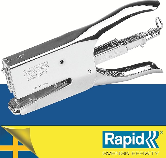 Rapid Classic K1 Stapling Pliers, Uses 24/6 and 24/8 mm Staples, 50 Sheet Capacity, Metal, Chrome, 10510628