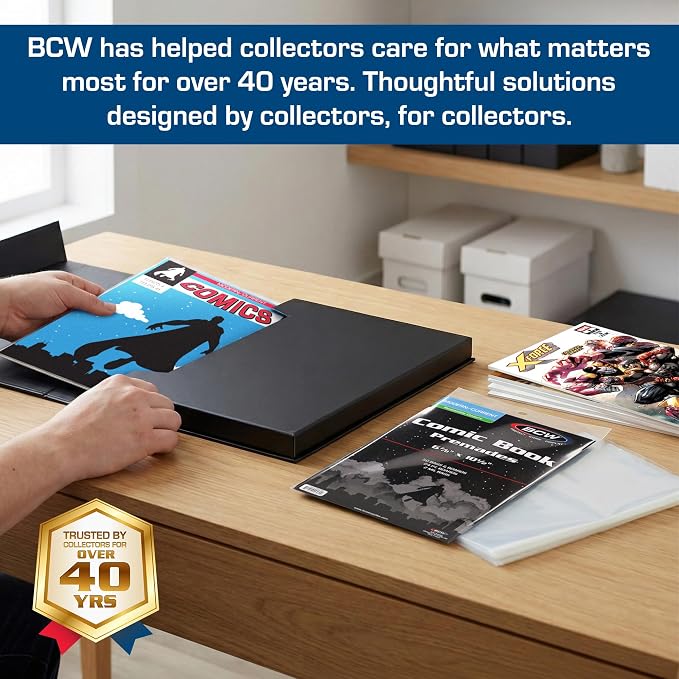 BCW Comic Book StorFolio Kit – Includes Magnetic Comic StorFolio + 50 Current Premade® Resealable Comic Book Bags and Boards | Comic Book Carrying Case & Storage Organizer