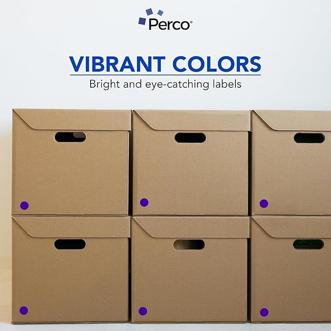 Perco Purple 1-Inch Perforated Circle Dot Sticker Labels — 10 Rolls, 10,000 Round Stickers — with Permanent Adhesive for Inventory Management, Color Coding, Garage Sales, Crafts—Made in USA