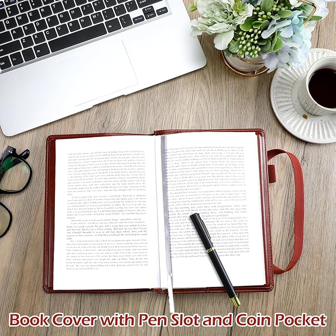 Motipuns 1 Pack Double AA Book Cover & 12 Steps & 12 Leather Double AA Book Cover Medallion Holder Paperback Protector Leather Gift for Women Men (Brown)