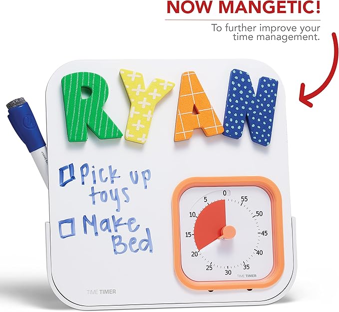 TIME TIMER MOD with Dry Erase Board — 60-Minute Visual Countdown Timer with Magnetic Whiteboard — for Notes, Chores, Classroom and Office Reminders, Visual Schedules, for Kids and Adults (Orange)