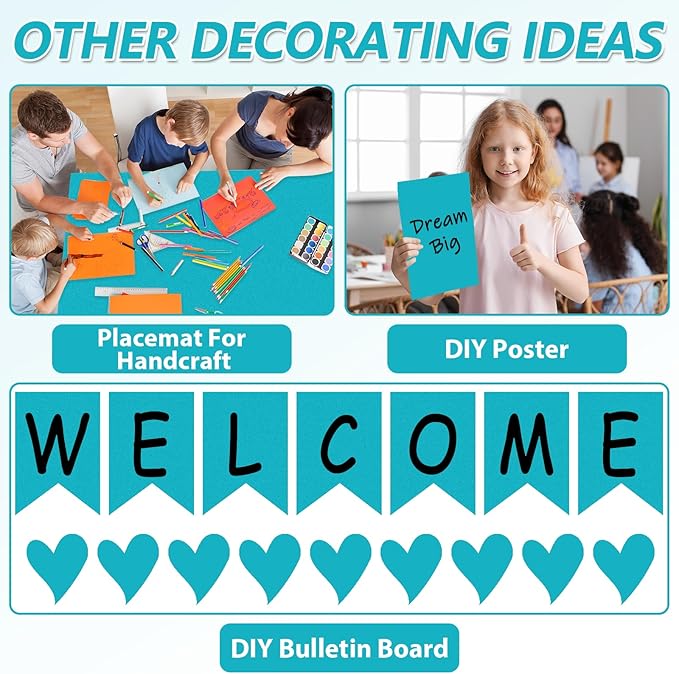 Qyeahkj 17.7in x 20ft Bulletin Board Paper Roll Bulletin Board Background Paper Fade Resistant Classroom Decoration Poster Art Craft Home Wall Education Decor Supplies Teal Blue