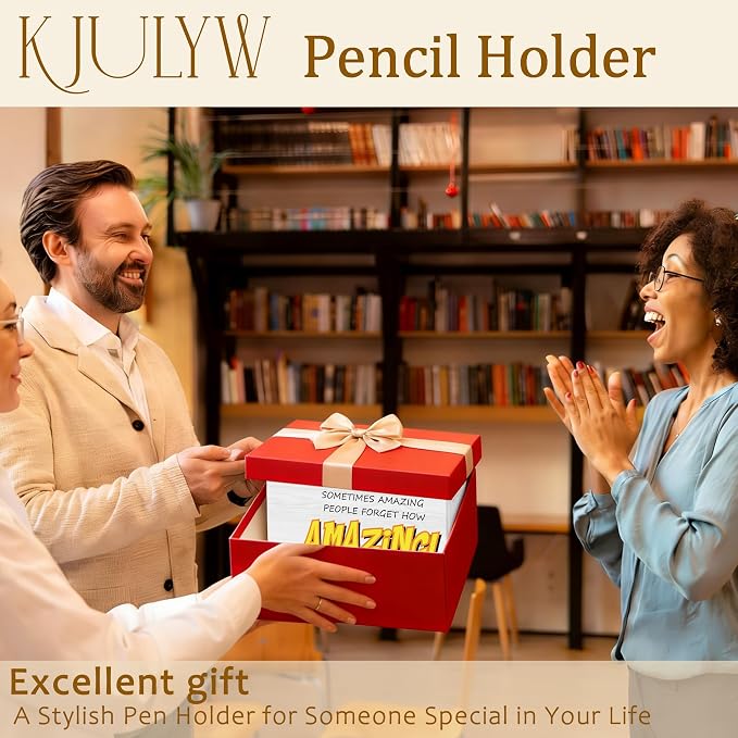 Motivational Pen Holder for Desk, You Are Amazing Inspirational Gifts for Women Men Coworkers Wooden Box Pencil Pen Holder Organizer for Home Office Desk Accessories