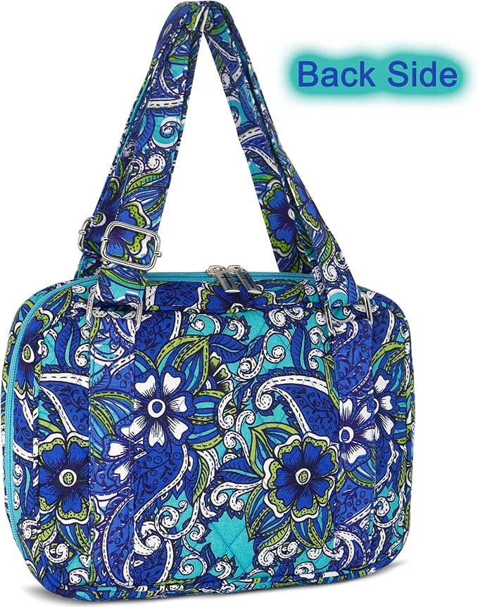 Bible Cover for Women with Adjustable Straps, Large Study Bible Carrying Case Bag with Zip Pocket, 10x7x2.7 Inches