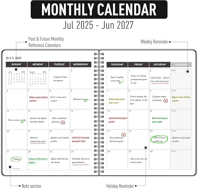 Monthly Planner 2026-2027, Monthly Calender Jan 2026 - Jun 2027, 18 Months Planner with Habit Tracker, 7.5" x 10", Spiral Bound for Personal Organizer and Office Supplies