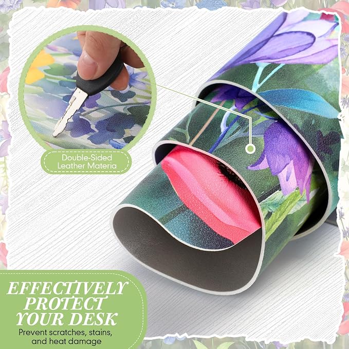 Geyoga Flower Mouse Pad for Desk 31.5 x 15.7 in Pink Floral Desk Mat for Desktop XL Large Computer Laptop Protector Keyboard Mouse Pad for Woman Back to School Gifts Work Office Home Decor