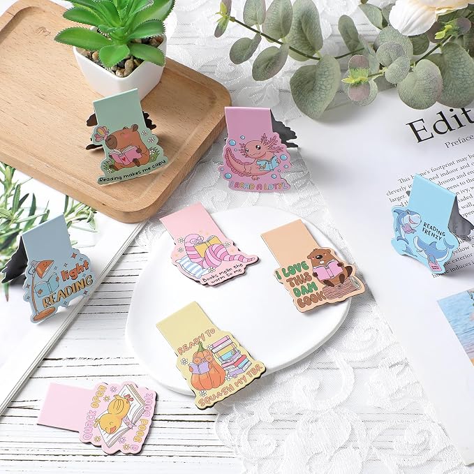 Funny Magnetic Bookmarks Gifts - 8 PCs Cute Magnet Book Marks for Reading Women Bulk Page Markers Clips for Book Lovers Readers Bookish Bookworm Kids Students Teachers Birthday Accessories