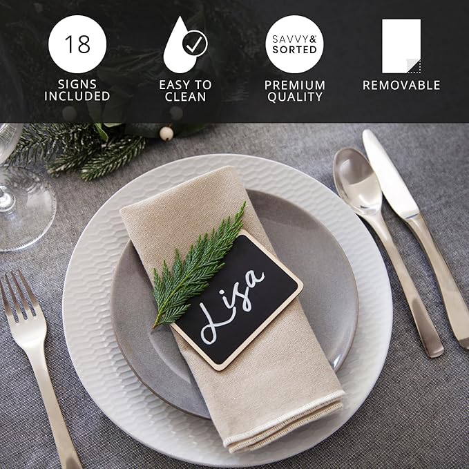 Mini Chalkboard Signs for Food, 18 Pack Framed Small Chalk Boards with Stand Including 3 White Chalk Sticks, Food Party Label Tags, Wedding Buffet Cheese Candy Table Supplies