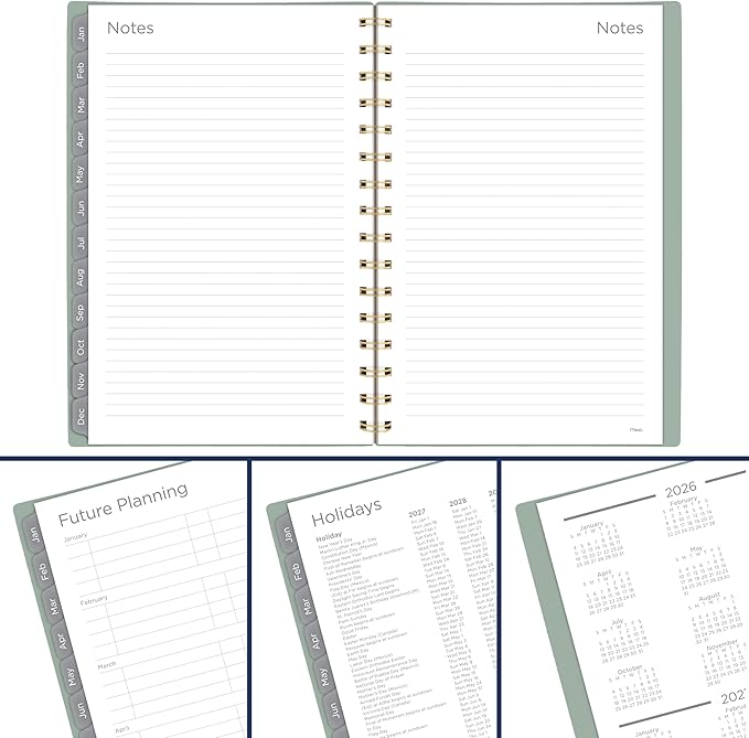 Mead 2027 Planner, Weekly & Monthly, 15-Month Oct-Dec, 5.5" x 8.5", Soft Grass (1806-200-27)