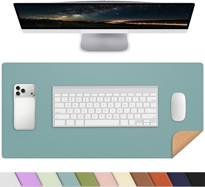 AFIING Cork Desk Mat, Rose Pink, 23.6" x 13.8", Desk Pad Protector | Dual-Sided Cork & PU Leather, Waterproof, Non-Slip, For Office, Home & Study