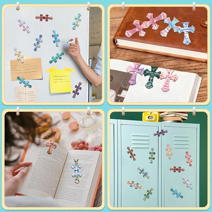 25Pack Magnetic Bookmarks Christian Bookmarks Bulk Cross Bible Bookmark for Reading Women Men Kids Teacher Book Lovers Gifts, Religious Magnet Bookmark Clips Personalized Book Markers (Multi-Style)