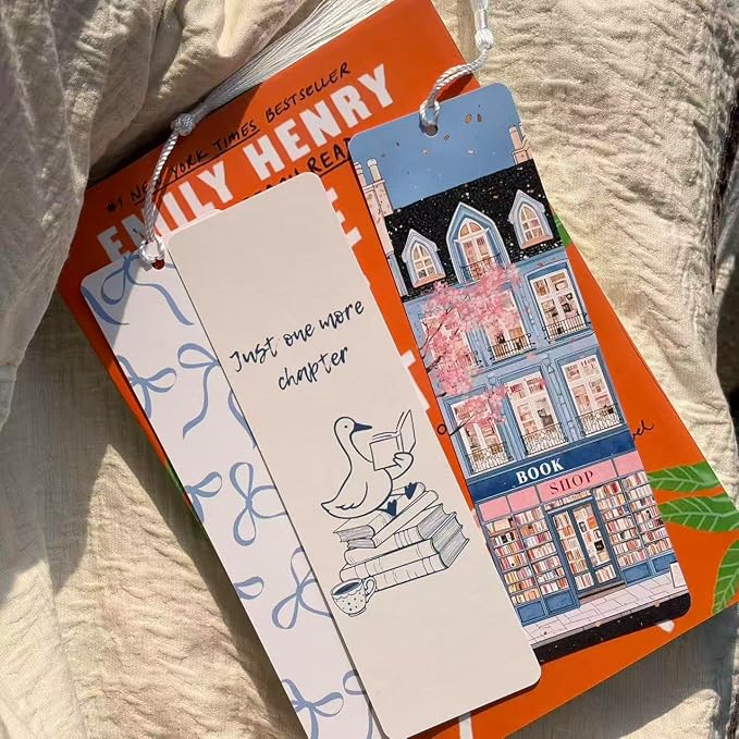 10 Pcs Cute Bookmarks for Women, Double Sided Book Marks for Reading Women, Funny Paper Book Markers Set, Pretty Gifts for Book Lovers, Club, Adults, Girls (Blue)
