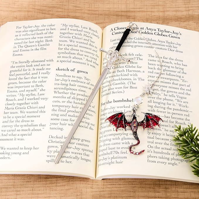 Fourth Wing Novelty Sword Bookmark Dragon Book Marks for Book Lovers Reading Men Gifts