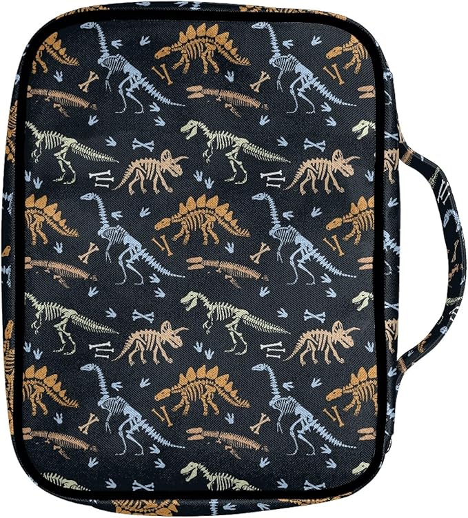 Dinosaur Bible Cover for Boys,Bible Tote with Zippered and Handle,Portable Carrying Book Case for Study Bible