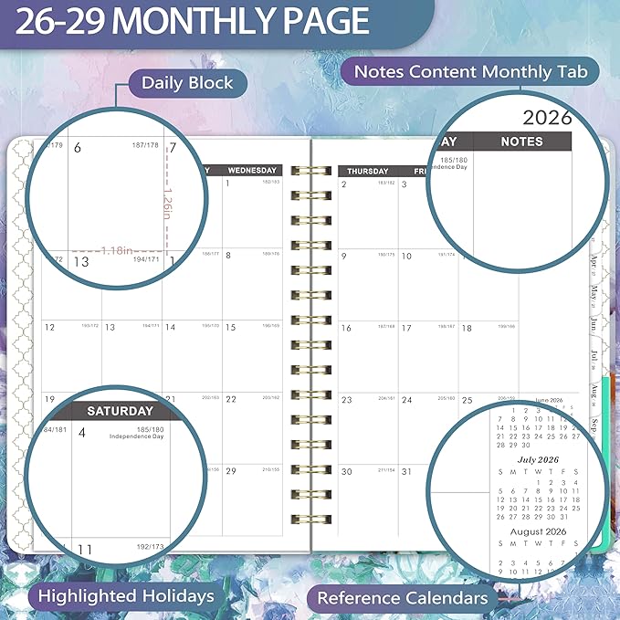 2026-2029 Monthly Planner - 3 year planner 2026-2029, JUL 2026-JUN 2029, Monthly Calendar, 6.3" x 8.4", 36 Month Calendar Planner with Monthly Tabs, Inner Pocket, for Long-Term Planning