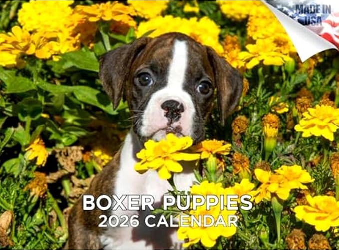 2025 2026 Boxer Puppies Calendar - Dog Breed Monthly Wall Calendar - 12" x 18" Open - Thick No-Bleed Paper - Giftable - Academic Teacher's Planner Calendar Organizing & Planning - Made in USA