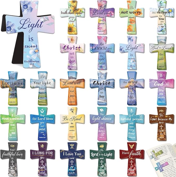 100Pack Magnetic Bookmarks Bulk Cross Bible Bookmark Christian Bookmarks for Women Men Kids Adults Teacher Book Lovers Gifts, Book Marks for Reading Religious Magnet Bookmark Clips (Multi-Style)