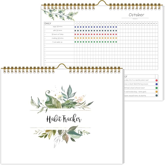 Habit Tracker Calendar，12 Monthly Habit Tracker Journal with Spiral Binding,Undated Weekly Monthly Planner to Boost Productivity&Self Improvement,7.5"x10"