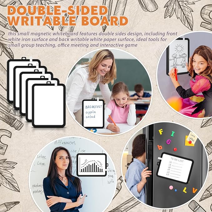 Outus 24 Pcs Dry Erase Mini White Boards Bulk 8.5 x 11'' Small Magnetic Whiteboard Double Sided Colored Writing Boards for Kids Students Locker Fridge (Black)