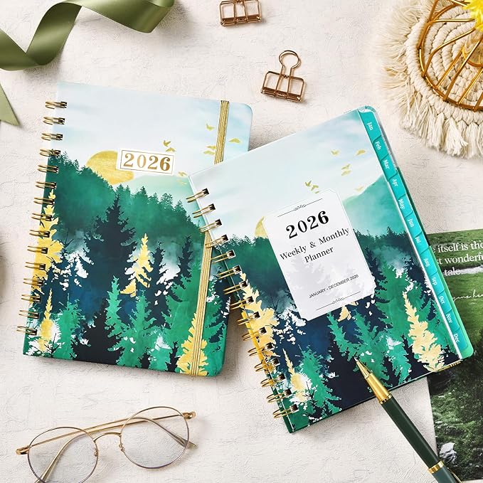 2026 Planner – Planner 2026 Weekly and Monthly, Jan. 2026 – Dec. 2026, 6.4" x 8.5", Calendar Planner 2026 with Tabs, Hardcover, Strong Twin-Wire Binding, Back Pocket, Inspirational Quotes ＆ Notes