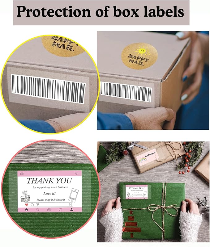 1000 Pcs Clear Waterproof Label Protector Shields-1 1/2"Hx3 1/2"W Gloss Finish Vinyl Transparent Address Library Book Repair Tape Label Rectangular Numbers Barcode Shields in Office Class Supermarket