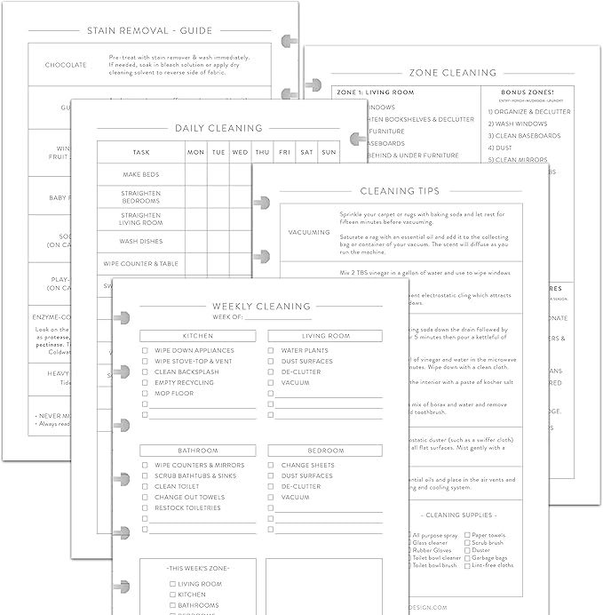 BetterNote Cleaning Plan Refill for Disc Notebook, Daily and Weekly Lists, 6 Month Supply, Fits Happy Planner, Levenger Circa, Staples Arc, TUL (8-Disc, 5.5"x8.5")