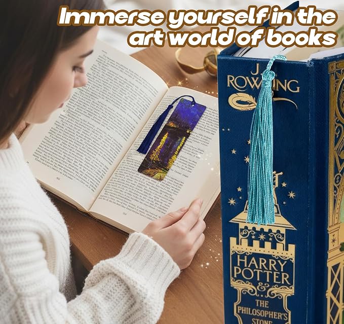 Bookmarks with Tassel, 7 Pieces Oil Painting Theme Cute Bookmark Book Marks Page Clip Bookmark for Book Lovers Writers Readers Men Women School Home Office Reading Supplies, Christmas & Teacher Gifts
