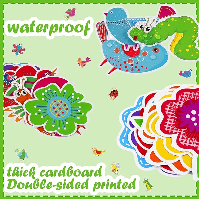 135 Pieces Spring Bulletin Board Decorations Classroom Flowers Cutouts Spring Multiple Color Flower Bird Animal Bulletin Board Decorations for March Easter Kids School Classroom Party Church Supplies