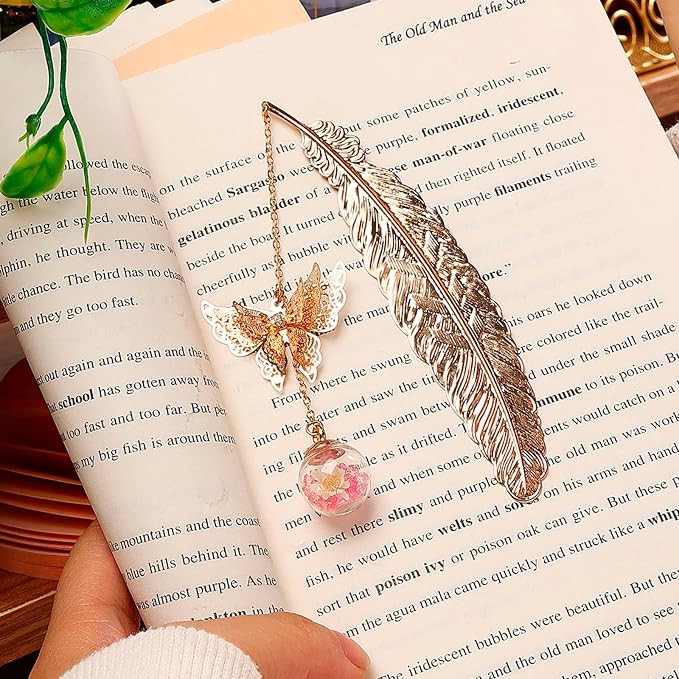 Teacher Appreciation Gifts for Women - Metal Feather Bookmark with 3D Butterfly Charm – Mother’s Day Gifts for Mom, Thank You Gifts, Book Lover Gift Under 10 Dollars, Gift Box Included