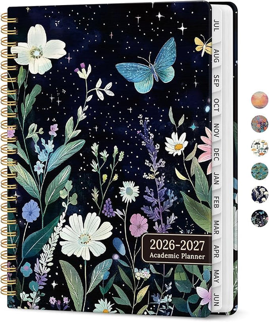 Planner 2026-2027, Academic Year Monthly and Weekly Calendar Planner, Jul 2026 - Jun 2027, Hardcover Teacher Student Planning Agenda book with Tabs, Perfect for School Office Supplies, 8.5" x 11" - Celestial