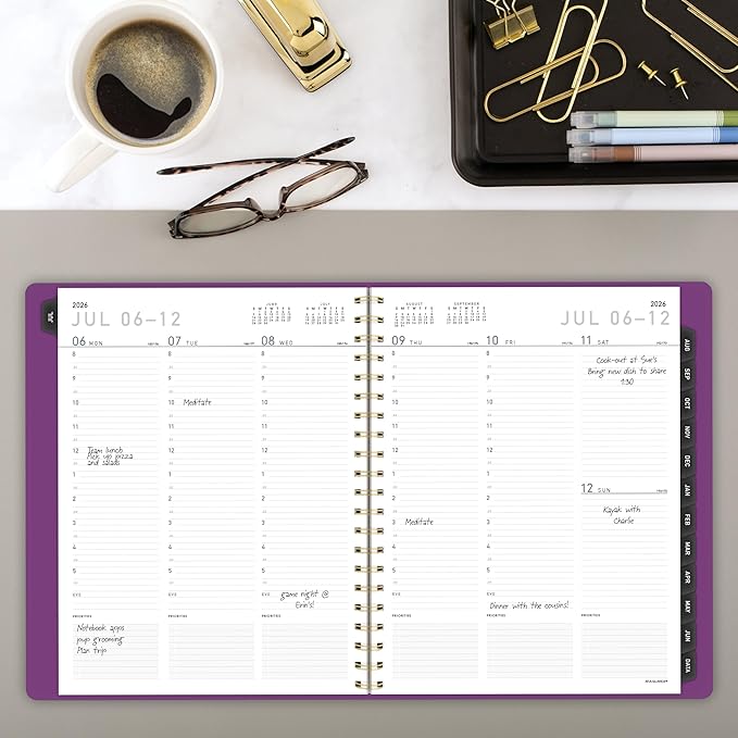 AT-A-GLANCE Planner 2026-2027 Weekly & Monthly Academic 12-Month July-June Half-Hourly Appointment Book, 8-1/4" x 11", Contemporary, Purple (70957X18)