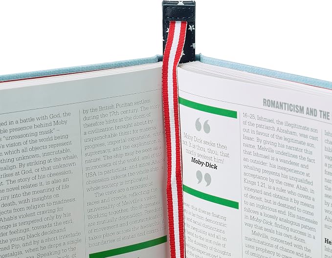 Superior Essentials Patriotic Magnetic Bookmark-Genuine Leather, Single Long Ribbon Bible Bookmark for Book Lovers-Amplify Your Love for Books with Our Elegant Ribbon Page Marker (American Flag, 1PC)