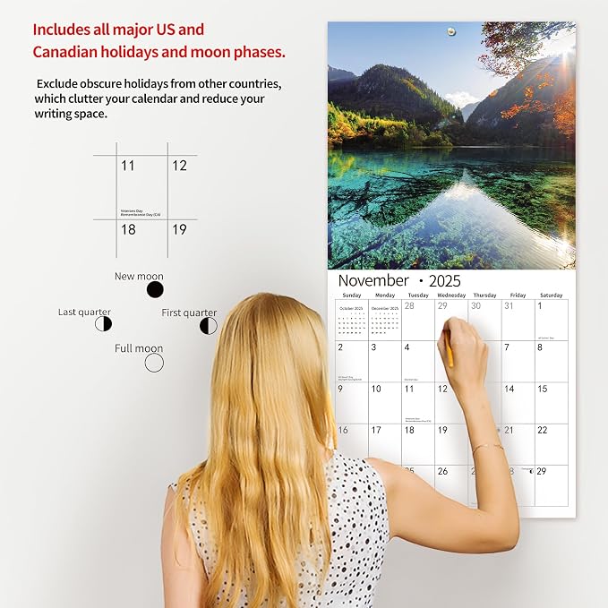 2026 Wall Calendar,Calendar 2026, July 2025 - December 2026, Wall Calendar Majestic Landscapes, 12" x 24" Opened,Full Page Months Thick & Sturdy Paper for Gift Perfect Calendar Organizing Planning