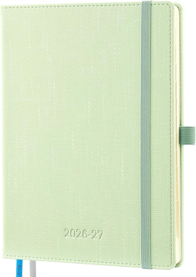 Planner 2026-2027 Weekly & Monthly Planner, 18 Month Academic Calendar July 2026 – Dec 2027, Horizontal Layout with Monthly Tabs, Textured Fabric Hardcover, Green
