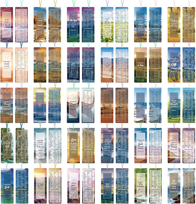 Chinco 120 Pack Bible Verse Bookmarks Scenery Christian Inspirational Scripture Book Markers Religious Motivational Encouragement Page Markers for Church Office Reading Lover Gifts