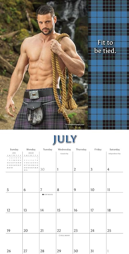Kilty Pleasures 2026 Mini Wall Calendar: Funny Scottish Humor Calendar with Handsome Men in Kilts & Highland Plaid, 7" x 7"