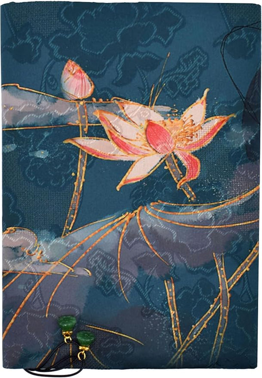 BLBMH B6 Notebook Cover 5x7.2 | Handmade Fixed Non-Stretch Fabric Sleeve with Bookmark | for Small Journal Planner Travelers Notebook | Gift for Women - Lotus